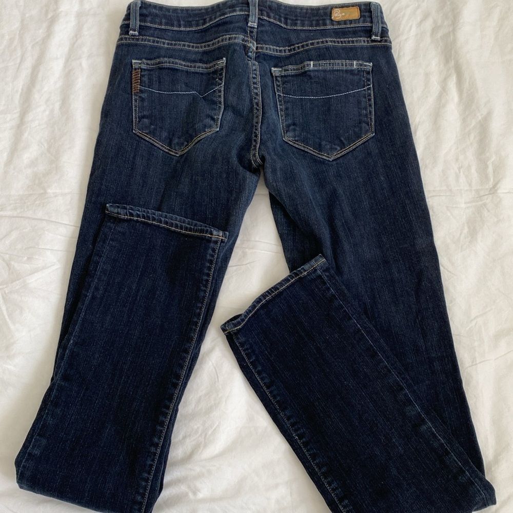 PAIGE dark wash skinny straight slim long tall inseam size 27 blue heights